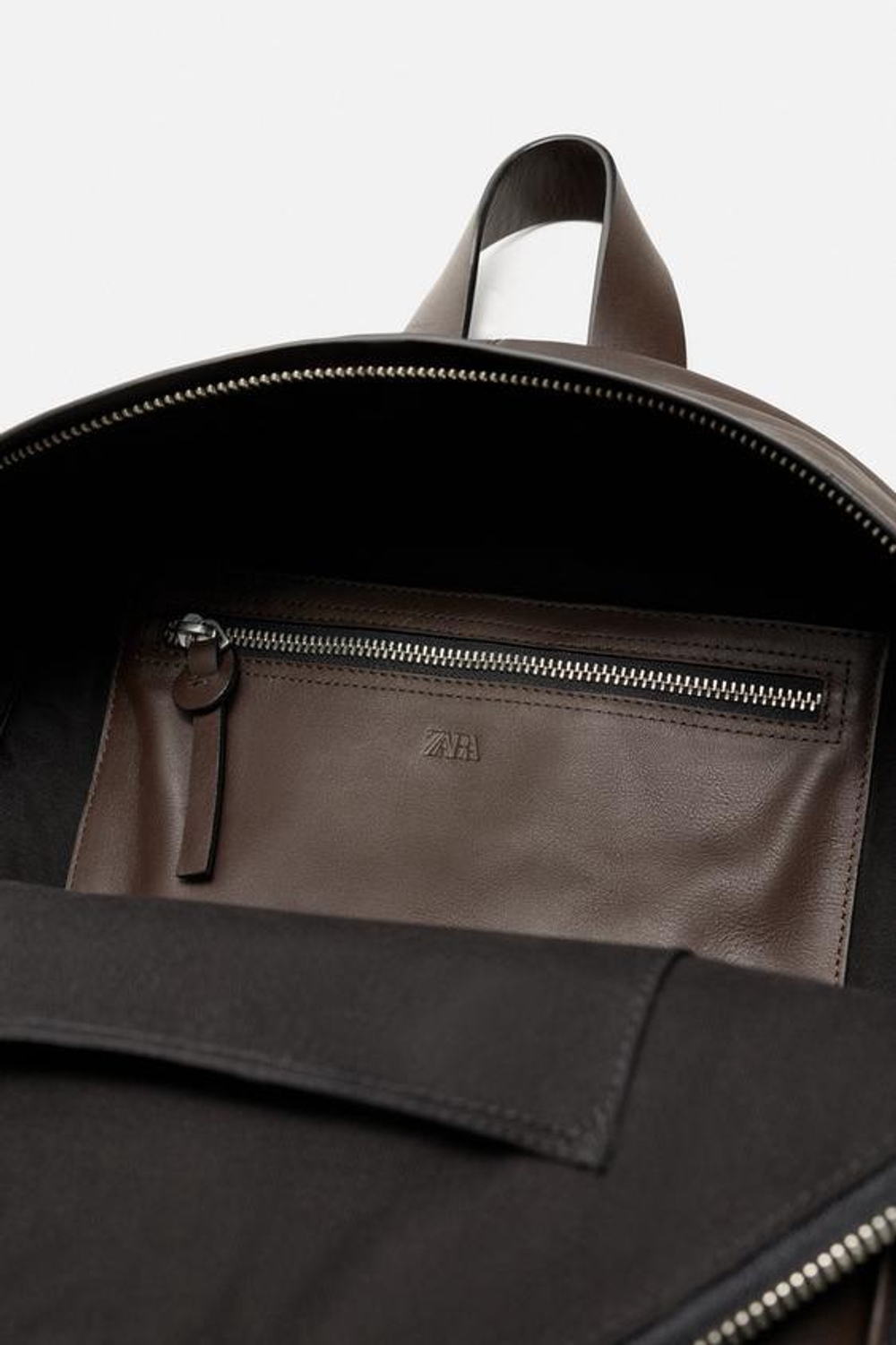 ZARA КОЖАНЫЙ РЮКЗАК, КОРИЧНЕВЫЙ