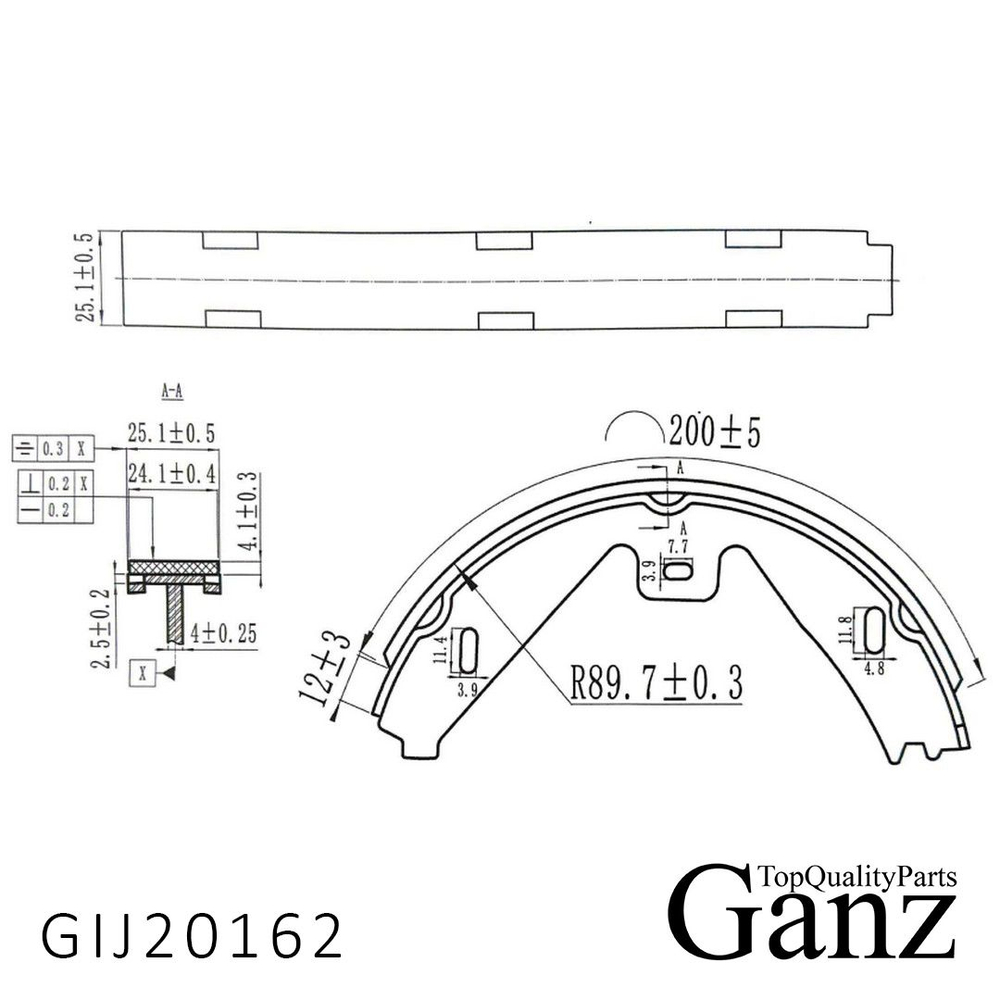 Колодки барабанные MB W204/X204/W212 /D 180x25mm GANZ GIJ20162