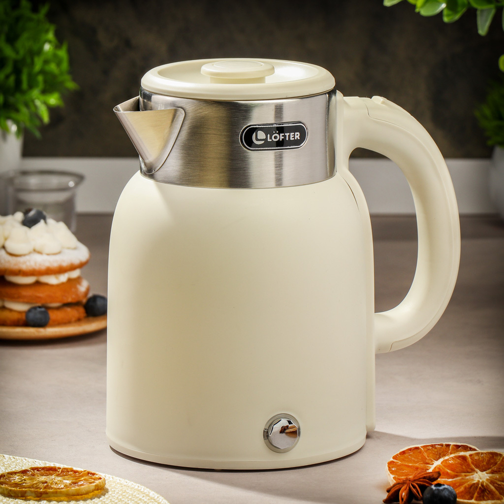Чайник электрический Lofter, CX-K224-18W, бел, 1.6 л, 1500 Вт, ск нагр элем, пластик