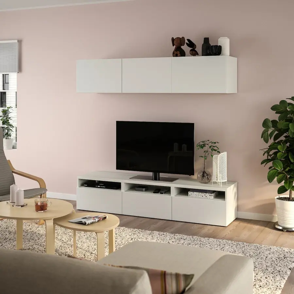 Тумба под ТВ - IKEA BESTÅ/BESTA, 180x42x185 см, белый, Бесто ИКЕА