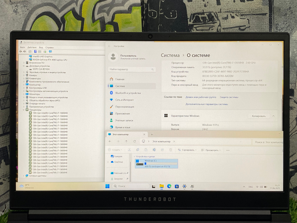 Игровой ThundeRobot 15.6" i7 13650HX/RTX 4060 8GB/32GB/1TB SSD/165Hz/ Gravity 15 Pro[JT009Y00FRU]/Windows 11