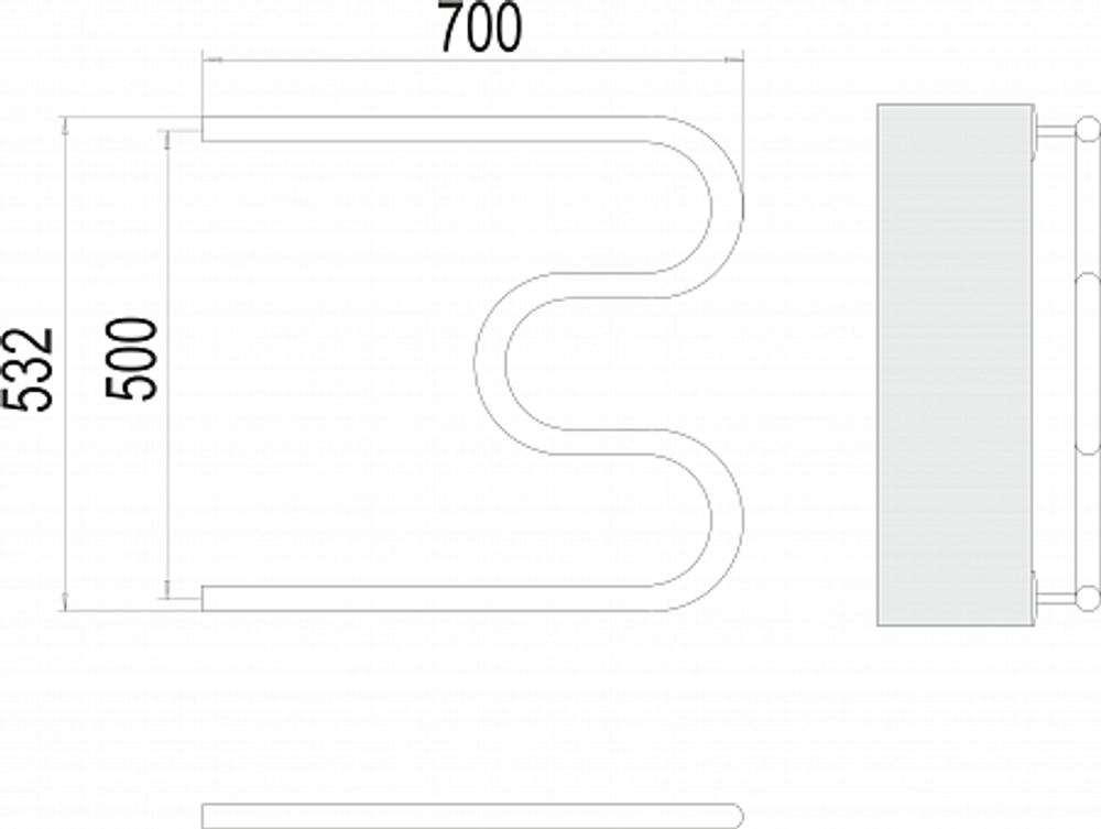 Полотенцесушитель водяной Terminus М-обр БШ 500х700