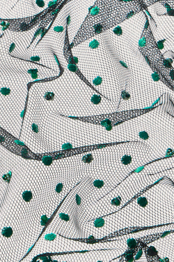 Платок из зеленой шелковой сетки, расшитый бисером