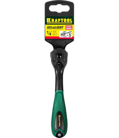 KRAFTOOL 1/4″, 72 зубца, пластиковое покрытие, трещотка для торцовых головок (27796-1/4)