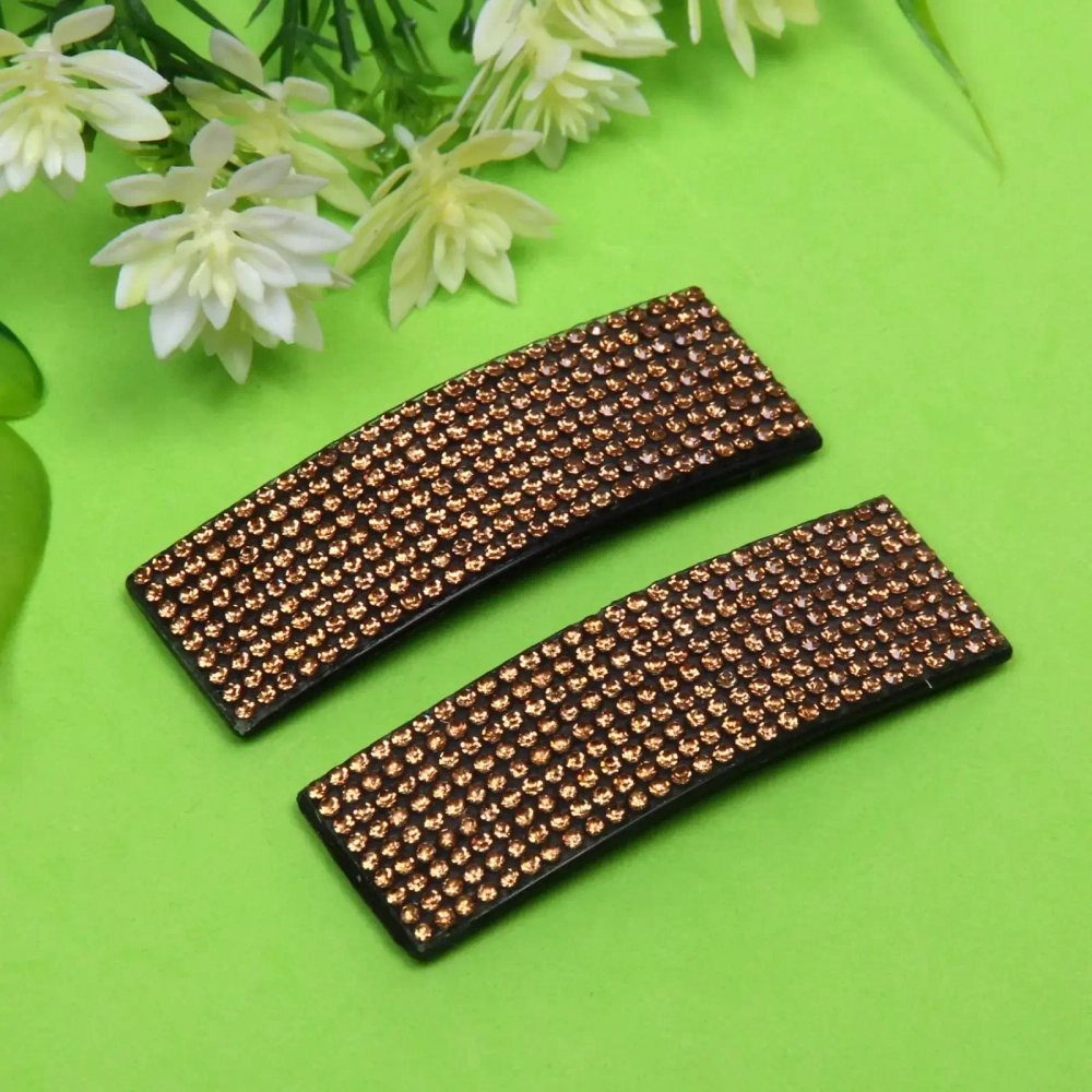 Зажимы для волос 2шт «KRASA - Aks», стразы, прямоугольник, цвет золото, 8*2,5см