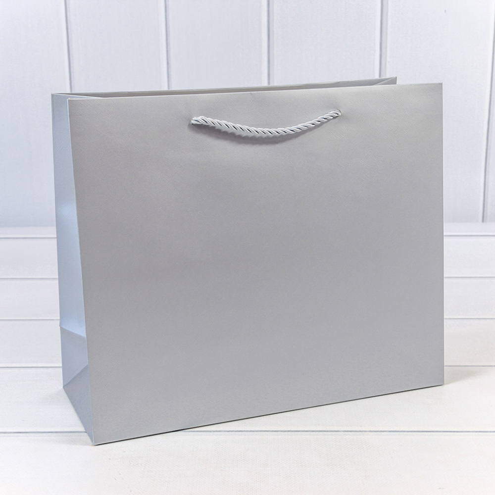 Пакет подарочный 32х26х13см "Фактура" (Серебряный)