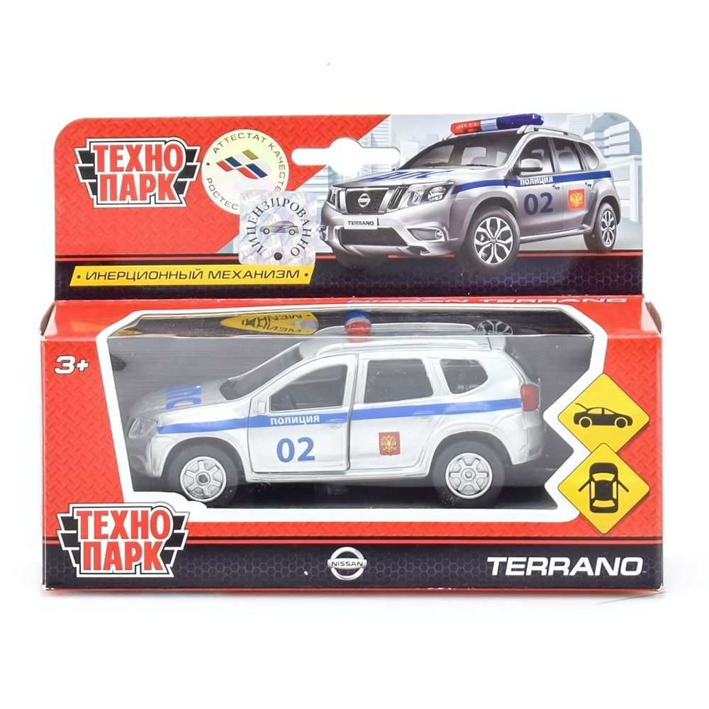 Модель ин. мет. "Nissan Terrano. Полиция" 12см, открыв. двери, коробка SB-17-47-NT(P)-WB (Технопарк)