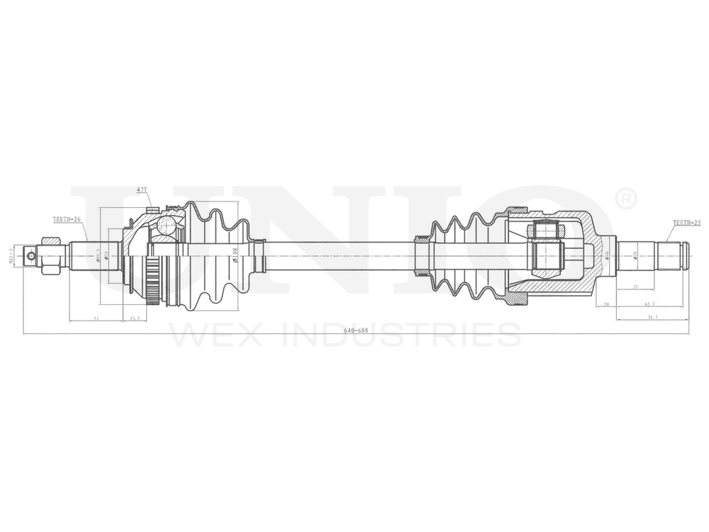 Привод в сборе передний левый UNIO CVJ-10099