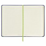 Блокнот в клетку с резинкой А5 (148x218 мм), 80 л., под кожу синий BRAUBERG "Office", 111028