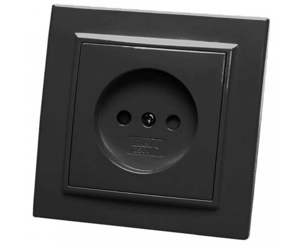 Розетка 1-местная б/з 250В, 10А, серия Эрна, PST10-9009-03, черный 39477 STEKKER