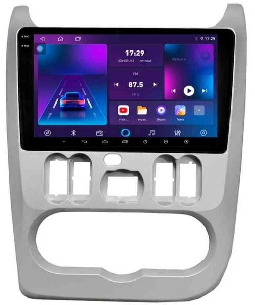 Магнитола для Renault Logan/Sandero 2009-2014 (рамка серебро)- Parafar PF175T1RN2K на Android 13, Быстрая, QLED+2K, CarPlay, 4G SIM-слот