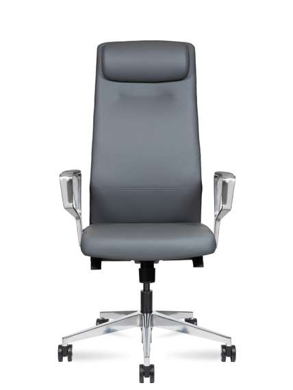 Кресло офисное Norden West серая кожа алюминиевая база