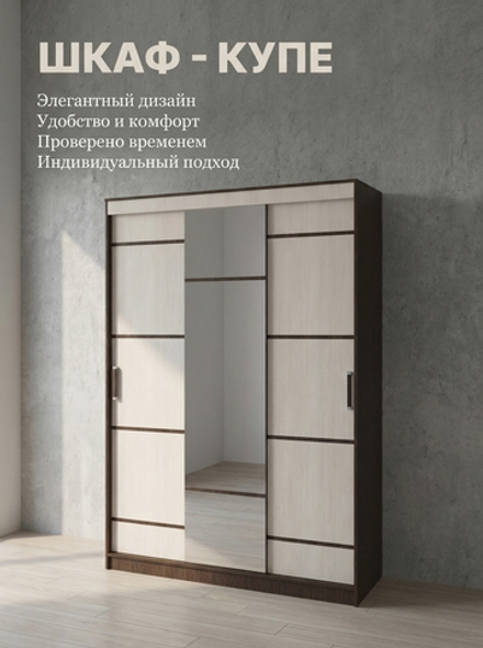 Шкаф-купе Лотос 150х220х60 см с зеркалом стильный вместительный
