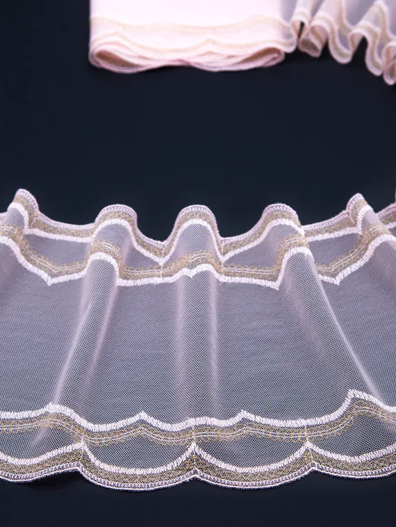 05-144 ОПТ Вышивка на эл. сетке 17,5 см, розовый