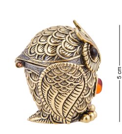 Народные промыслы AM-3782 Шкатулка «Сова Ажурная» (латунь, янтарь)