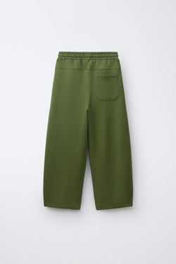 ZARA БРЮКИ BARREL ИЗ ФУТЕРА, ЗЕЛЕНЫЙ