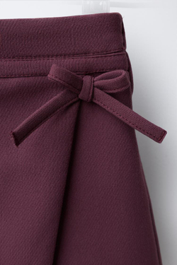 ZARA ЮБКА-ШОРТЫ С БАНТОМ, БУРГУНДИ