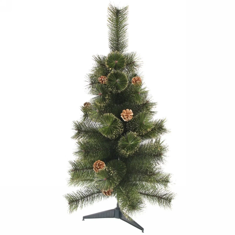 Ёлка «Зимушка» 90 см, леска, шишки, золотое напыление (45 веток) (SZ802GA-90)