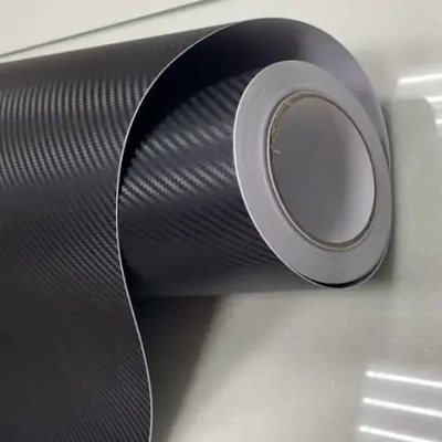 Пленка самоклеющаяся Черная Карбон 3Д для авто, мебели и дизайна (20 см x 152 см)