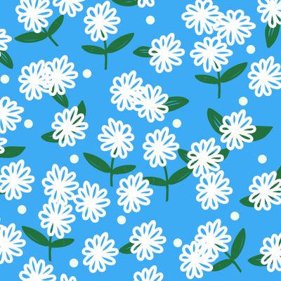 Белые цветы на голубом