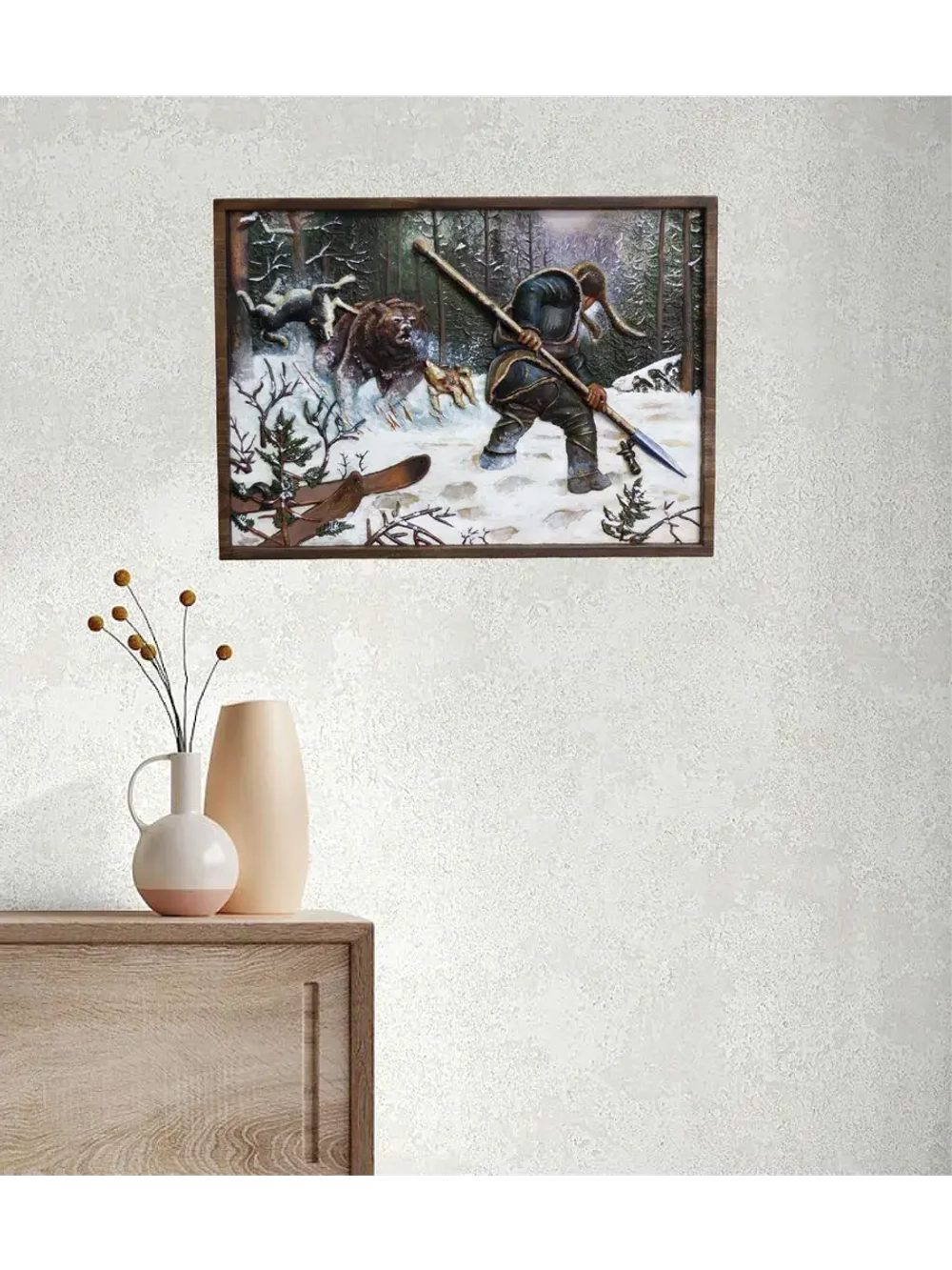Картина из дерева "Охотник" 40х29х2,5 см