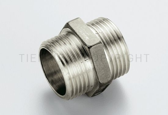 Ниппель латунный переходной Tiemme 3/4"x1/2" НР/НР с наружной резьбой никелированный фитинг 1500124