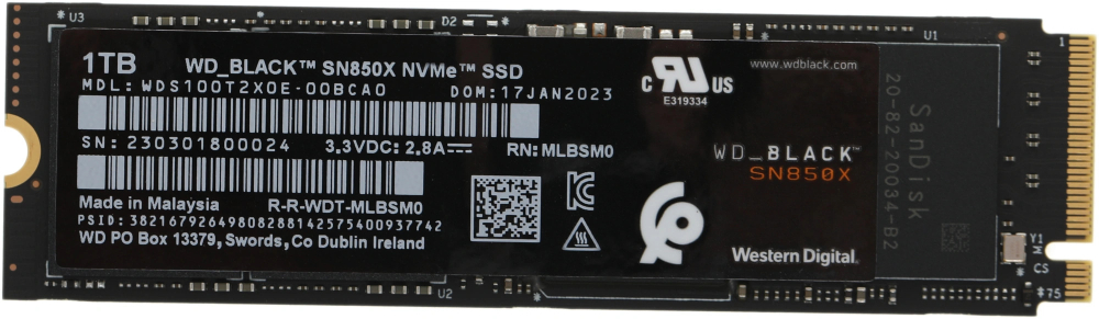 Накопитель SSD M.2 2280 Western Digital WDS100T2X0E 1000 ГБ