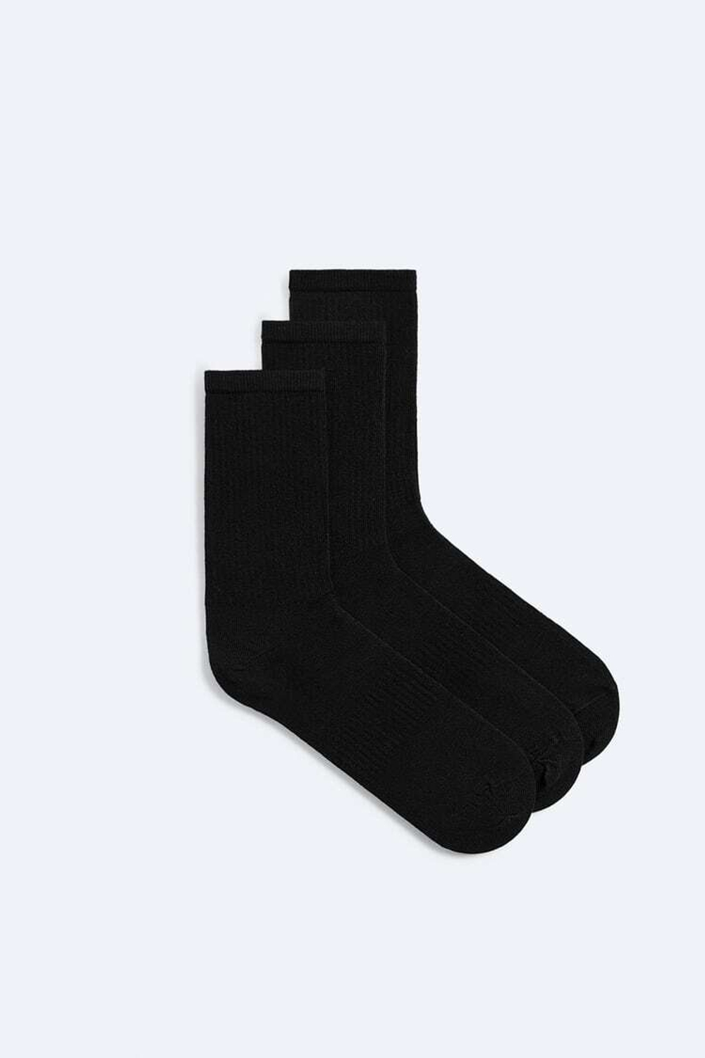 ZARA НАБОР ИЗ ТРЕХ ПАР НОСКОВ В РУБЧИК, ЧЕРНЫЙ