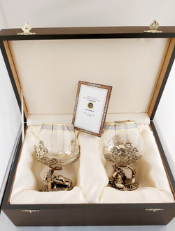 Набор из 2-х бокалов для коньяка "Три медведя"  (подарочный футляр)