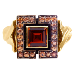 Кольцо с Турмалином и Сапфирами, R0009-0/16