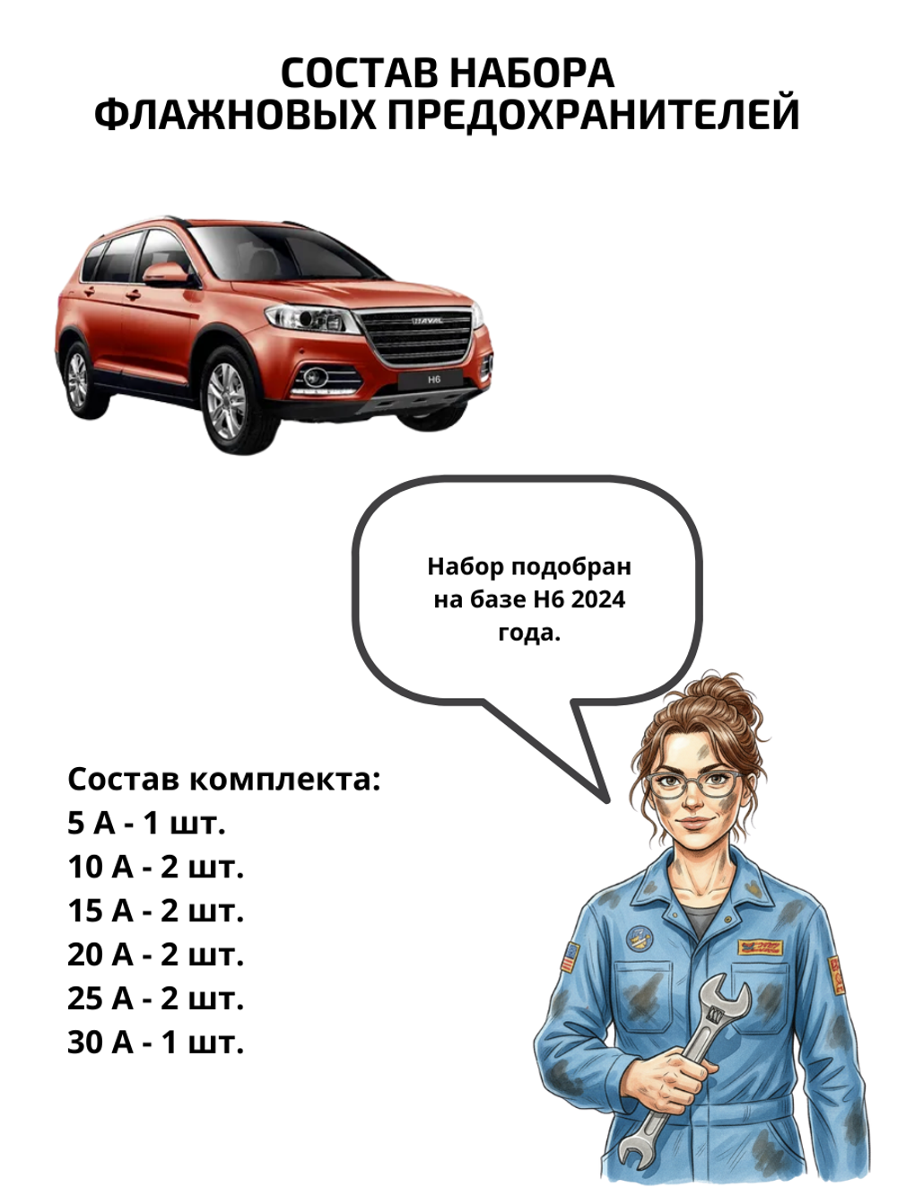 Набор предохранителей для Haval H6 флажковый