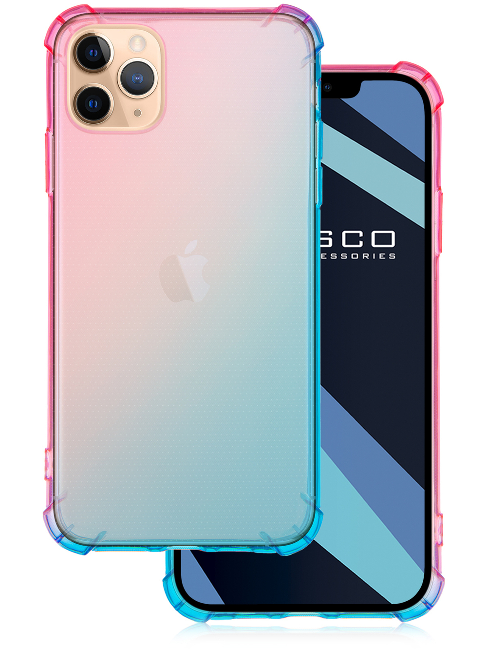 Чехол ROSCO для Apple iPhone 11 Pro Max оптом (арт. IP11PM-HARD-TPU-PINK-BLUE)