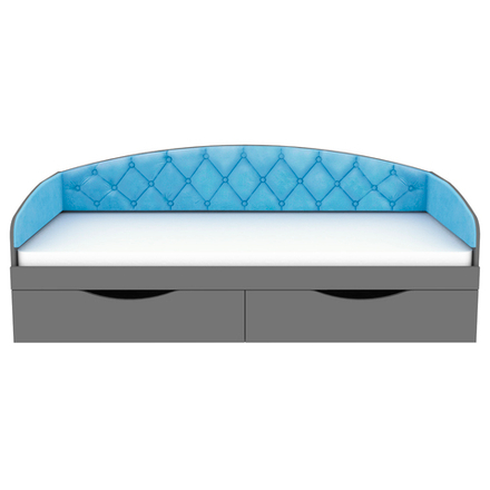Кровать односпальная КарИВи Беллуччи с каретной стяжкой 80х190 Темно-серый Светло-синий, голубой