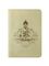 Обложка для паспорта Будда на цветке лотоса из зернистой кожи молочного цвета.