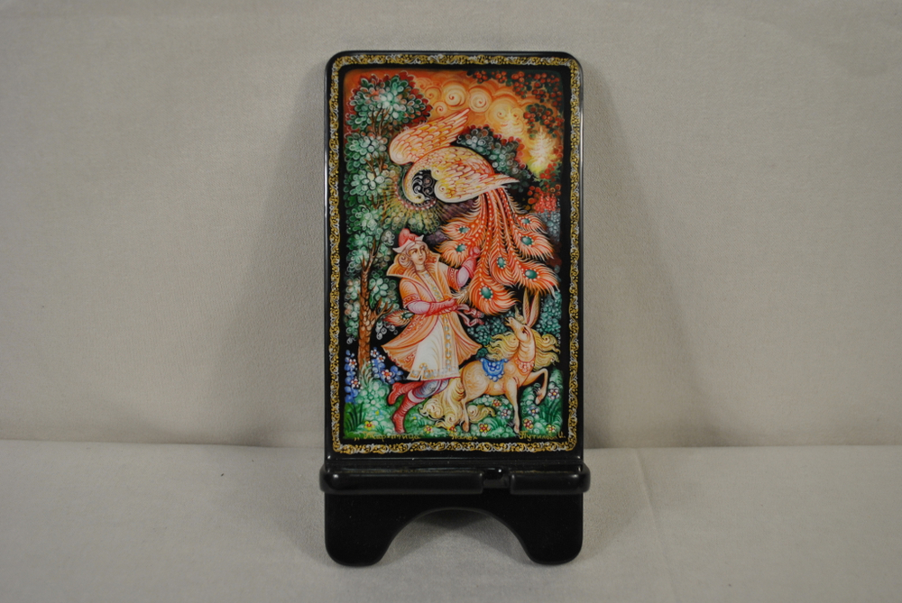 Сувенирная подставка для телефона с росписью Палех "Иван-царевич и жар-птица"