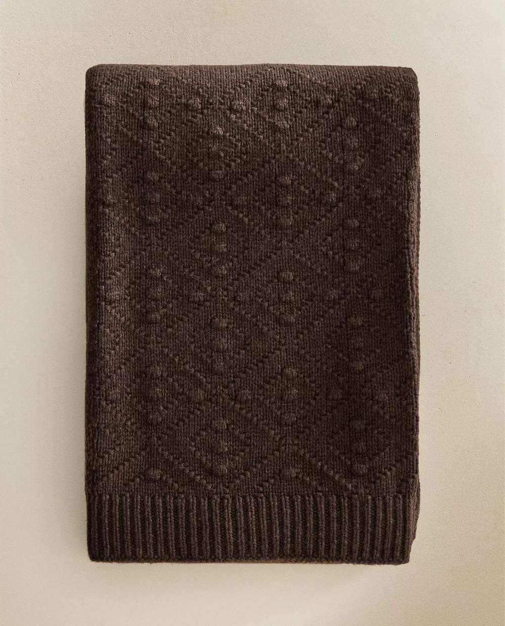 Zara Home - Шерстяной плед, коричневый, 140x190 см