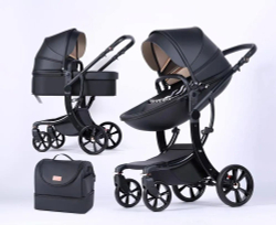 Коляска-трансформер 2 в 1 LUXMOM 608-2 / Коричневая Экокожа