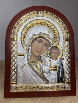 Казанская БМ, икона арочная, красное дерево 150х200