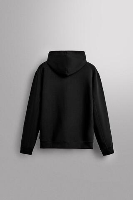ZARA ТЕХНИЧЕСКАЯ ТОЛСТОВКА НА МОЛНИИ С КАПЮШОНОМ, ЧЕРНЫЙ