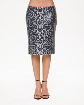 Юбка мини из пайеток с леопардовым принтом