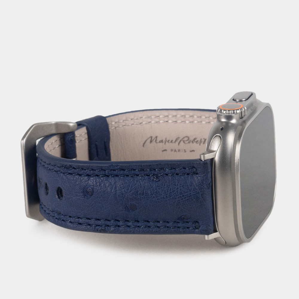 Ремешок для Apple Watch Ultra 49mm из кожи страуса, синего цвета