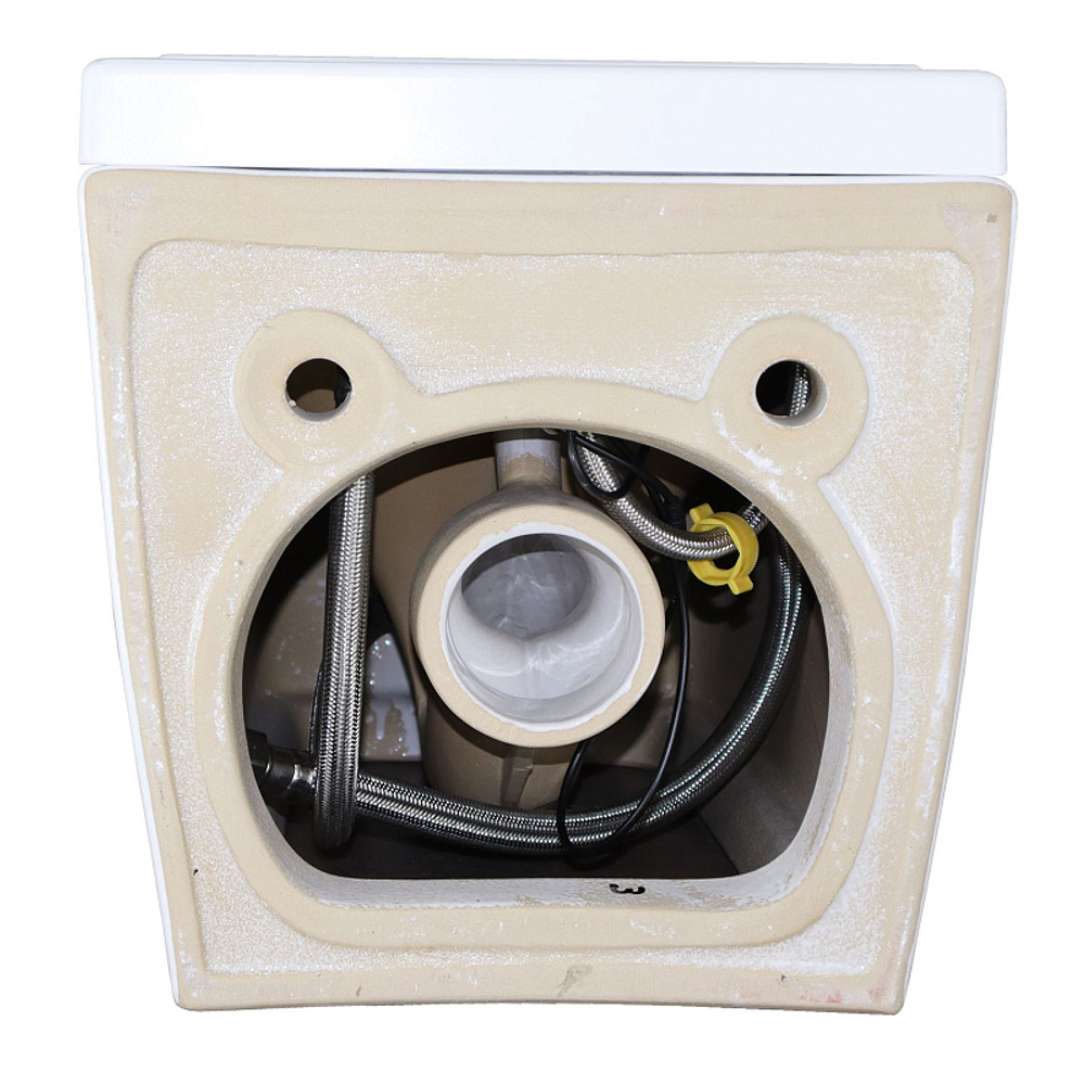 Унитаз импульсный Azario 360х590х380 подвесной, квадратный, быстросъемное сиденье микролифт, монтажная рама в комплекте (AZ-101C)