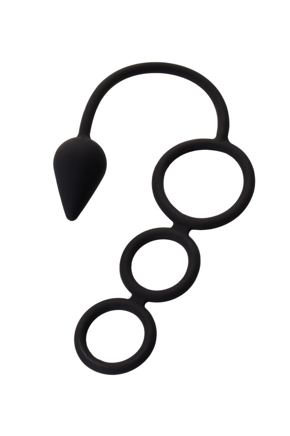 Тройное эрекционное кольцо с анальным хвостом Drop S-size (Цвет: черный)