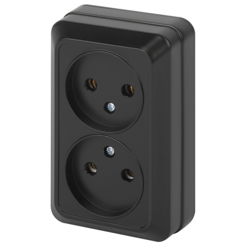 Розетка Intro Quadro 2-203-05 двойная без заземления 2х2P 16А-250В IP20 ОУ антрацит