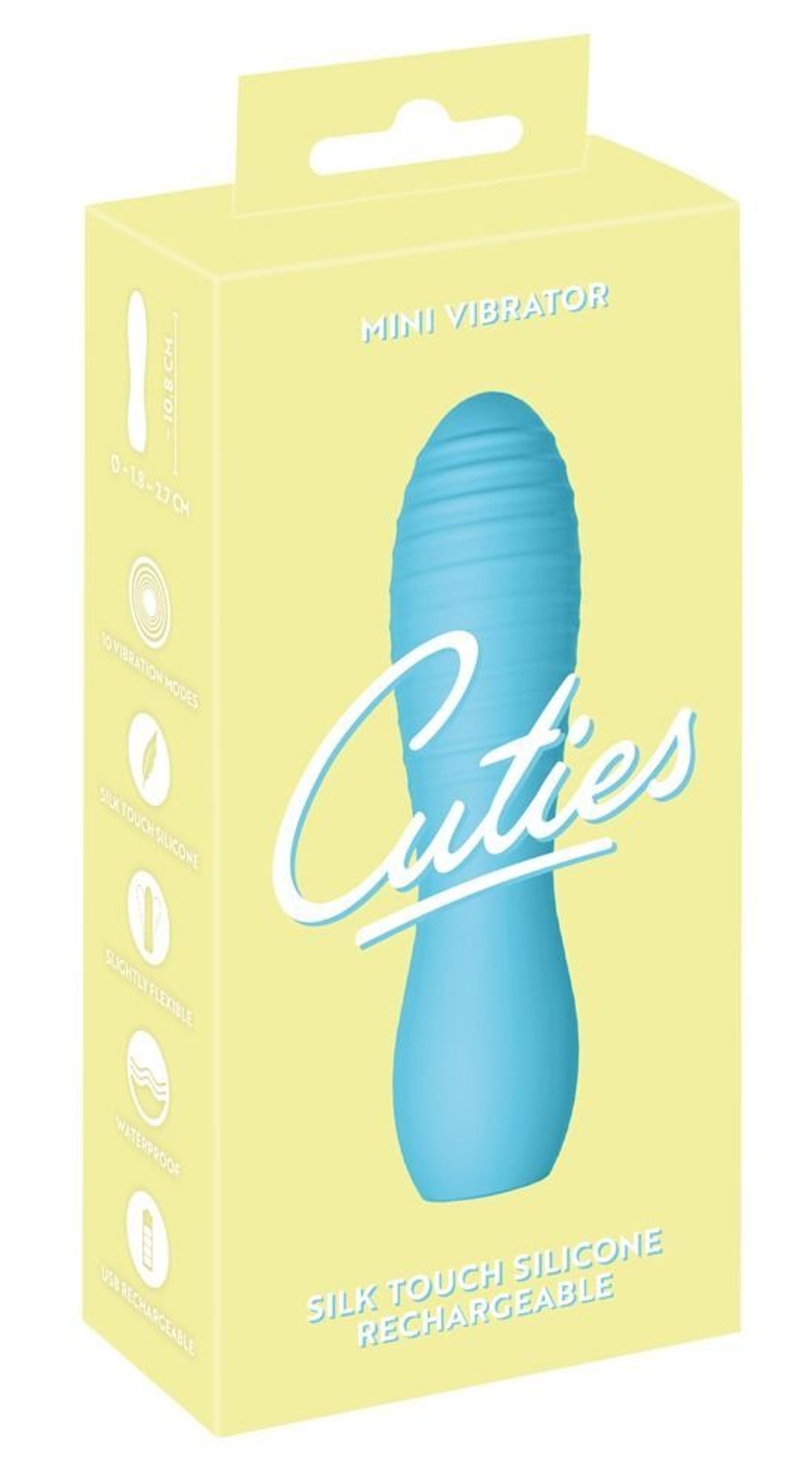 Голубой мини-вибратор Cuties - 10,8 см. (Цвет: голубой)