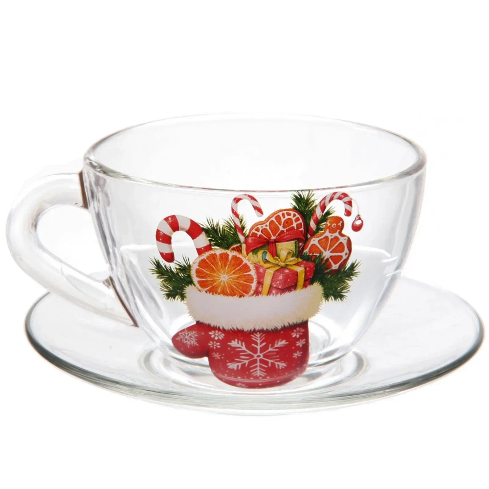 Чайная пара 200мл «Зимняя фантазия» 6 видов в чемоданчике