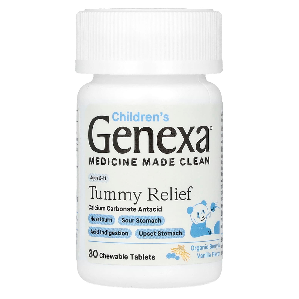 Genexa, Kid's Tummy Relief, для детей от 2 лет, органические ягоды и ваниль, 30 жевательных таблеток