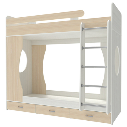 Кровать двухъярусная КарИВи Милана 1 Белое Дерево  Дуб Молочный