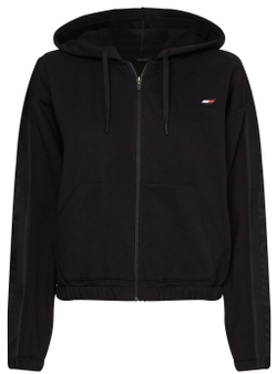 Женская Кофта теннисная Tommy Hilfiger Relaxed Branded Zip Up Hoodie - черный