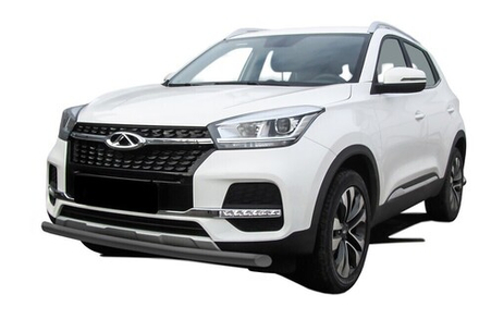 Защита переднего бампера Chery Tiggo 4 (2018-2023) d57 серебристая